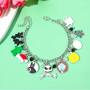 🆕 Nightmare Before Christmas Enamel Charm Bracelet - Tim Burton Characters